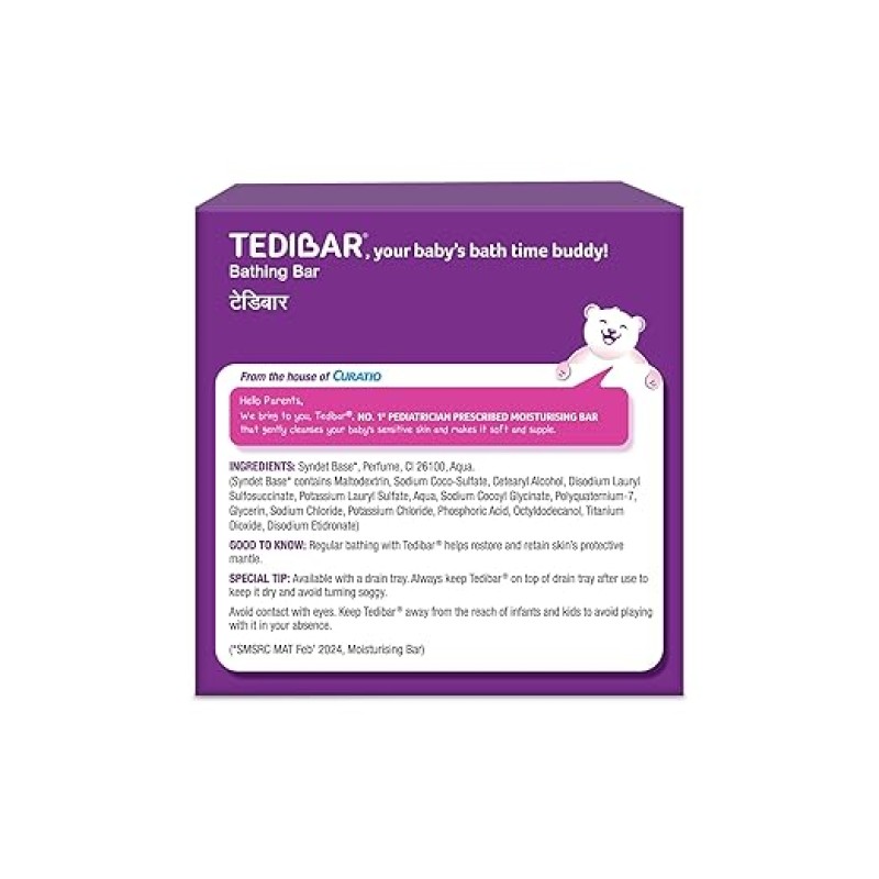 Tedibar Baby Bathing Bar | For Baby�s Sensitive Skin | Gentle Cleansing, Skin-friendly, pH 5.5, 75gm, Pack of 2 Tedibar Baby Bathing Bar | For Baby�s Sensitive Skin | Gentle Cleansing, Skin-friendly, pH 5.5, 75gm, Pack of 2