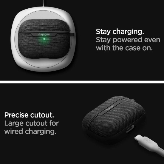 Spigen UrbanFit Cover Case forAirpods Pro (2019) - Black, Headphone, Durable PC & Fabric