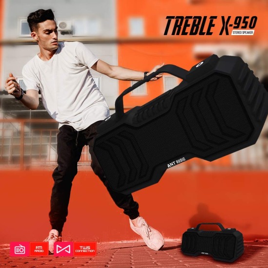 Ant Audio Treble X 950 Portable Bluetooth Speaker 6W, FM/Aux/SD Card/USB with TWS Function - Black