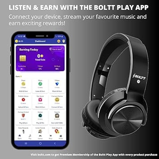 Fire-Boltt Blast 1300 On-Ear Metal Finish Wireless Bluetooth Over The Ear Headphone, 18-Hour Playtime with in-Built Mic, 40mm Driver with HD Sound, Deep Bass & Ultra-Soft Ear Cushions (Black)