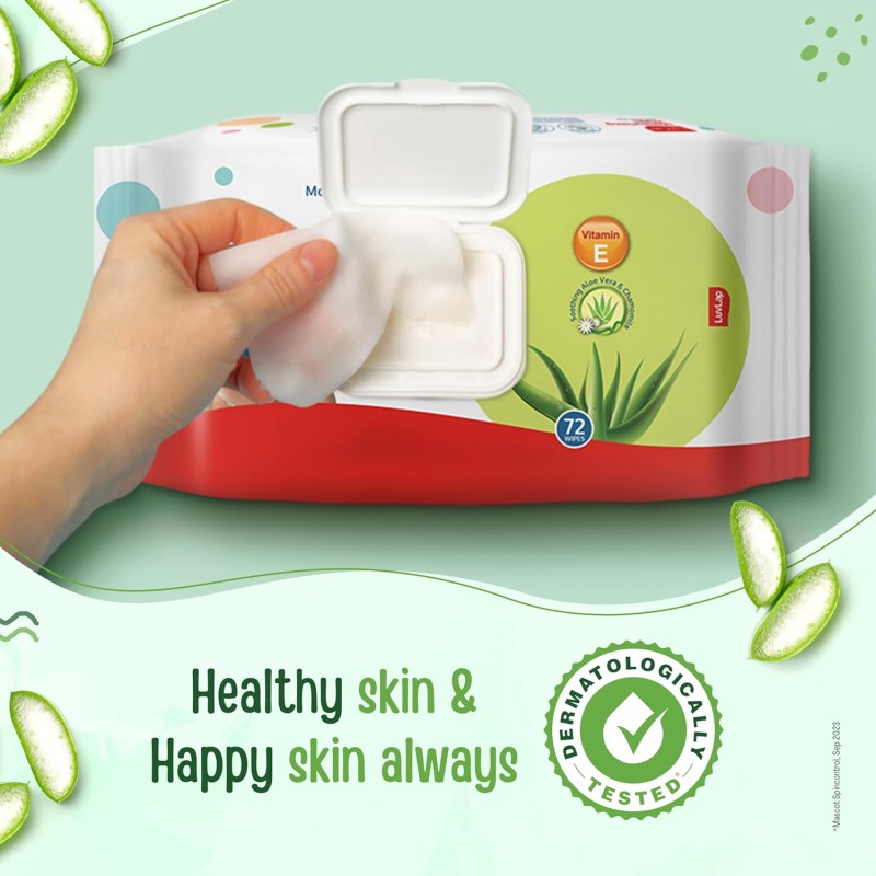 LuvLap Moisturising Wipes with Aloe Vera Lid (72 Wipes/Pack, Pack of 3) LuvLap Moisturising Wipes with Aloe Vera Lid (72 Wipes/Pack, Pack of 3)