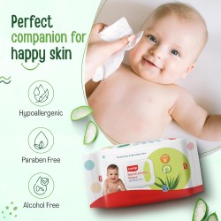 LuvLap Moisturising Wipes with Aloe Vera Lid (72 Wipes/Pack, Pack of 3)