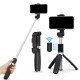 JOYSEUS Selfie Stick, Extendable Selfie Stick with Tripod Stand and Detachable Wireless Bluetooth Remote, Ultra Compact Selfie Stick for Mobile and All Smart Phones – Black