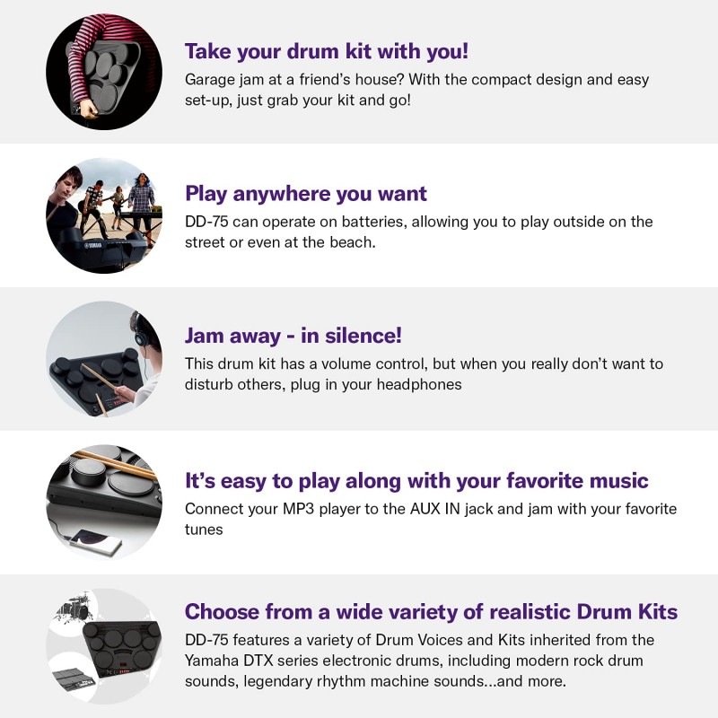 YAMAHA DD-75 Portable Digital Drums, Black YAMAHA DD-75 Portable Digital Drums, Black