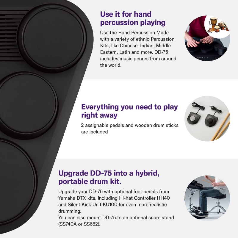 YAMAHA DD-75 Portable Digital Drums, Black YAMAHA DD-75 Portable Digital Drums, Black