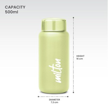 MILTON Aqua 500 Stainless Steel Water Bottle 500 ml, Single Walled, ISI Certified I Leak Proof Lid, Rust Proof I For School, Office, Gym I Light Green MILTON Aqua 500 Stainless Steel Water Bottle 500 ml, Single Walled, ISI Certified I Leak Proof Lid, Rust Proof I For School, Office, Gym I Light Green