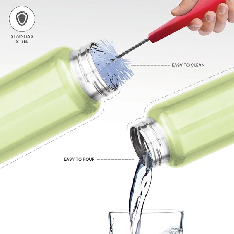 MILTON Aqua 500 Stainless Steel Water Bottle 500 ml, Single Walled, ISI Certified I Leak Proof Lid, Rust Proof I For School, Office, Gym I Light Green