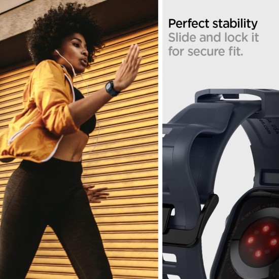 Spigen Rugged Armor Pro Case & Strap for Apple Watch Series 9/8/7 (45mm) | Series SE2/6/SE/5/4 (44mm) - Chacoal Gray (Watch not included)