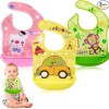 BabyGo Silicone Baby Bibs | Adjustable Neckline Feeding Apron Bibs, Detachable, Waterproof, Washable, BPA-Free & Reusable Soft Silicone Bibs for Infants & Toddlers | Set of 3 BabyGo Silicone Baby Bibs | Adjustable Neckline Feeding Apron Bibs, Detachable, Waterproof, Washable, BPA-Free & Reusable Soft Silicone Bibs for Infants & Toddlers | Set of 3