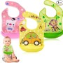 BabyGo Silicone Baby Bibs | Adjustable Neckline Feeding Apron Bibs, Detachable, Waterproof, Washable, BPA-Free & Reusable Soft Silicone Bibs for Infants & Toddlers | Set of 3