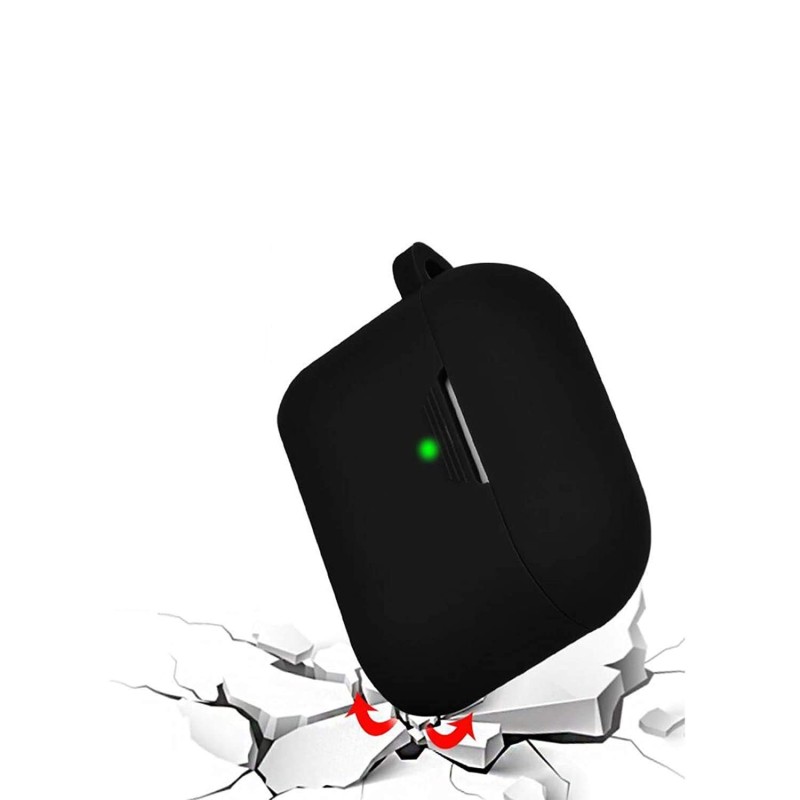 GRIPP Rubon Silicone Case with Carabiner for AirPods Pro (1st Generation), 360° Shock Protection, Precise Cutout, Wireless Charging Support, Durable & Stylish - Black