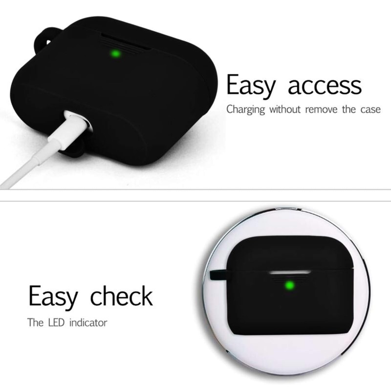 GRIPP Rubon Silicone Case with Carabiner for AirPods Pro (1st Generation), 360° Shock Protection, Precise Cutout, Wireless Charging Support, Durable & Stylish - Black