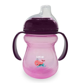LuvLap Moby Little Spout Sipper for Infant/Toddler, 240ml, Anti-Spill Sippy Cup with Soft Silicone Spout BPA Free, 6m+ (Pink)