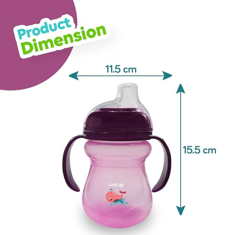 LuvLap Moby Little Spout Sipper for Infant/Toddler, 240ml, Anti-Spill Sippy Cup with Soft Silicone Spout BPA Free, 6m+ (Pink) LuvLap Moby Little Spout Sipper for Infant/Toddler, 240ml, Anti-Spill Sippy Cup with Soft Silicone Spout BPA Free, 6m+ (Pink)