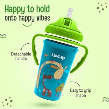 LuvLap Tiny Giffy Sippy Cup, Silicone Straw, BPA Free, 300 ml 18m+ (Green) LuvLap Tiny Giffy Sippy Cup, Silicone Straw, BPA Free, 300 ml 18m+ (Green)