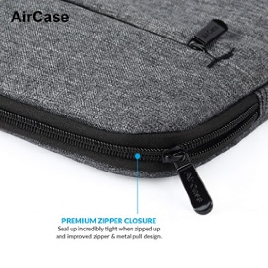 AirCase Protective Laptop Bag Sleeve fits Upto 14.1" Laptop/MacBook, Wrinkle Free, Padded, Waterproof Light Nylon case Cover Pouch, for Laptops, Men & Women, Grey