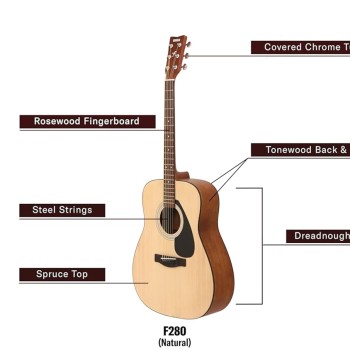 Yamaha F280 Acoustic Rosewood Guitar (Natural, Beige) Yamaha F280 Acoustic Rosewood Guitar (Natural, Beige)