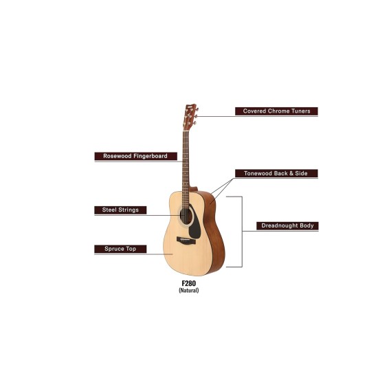 Yamaha F280 Acoustic Rosewood Guitar (Natural, Beige)