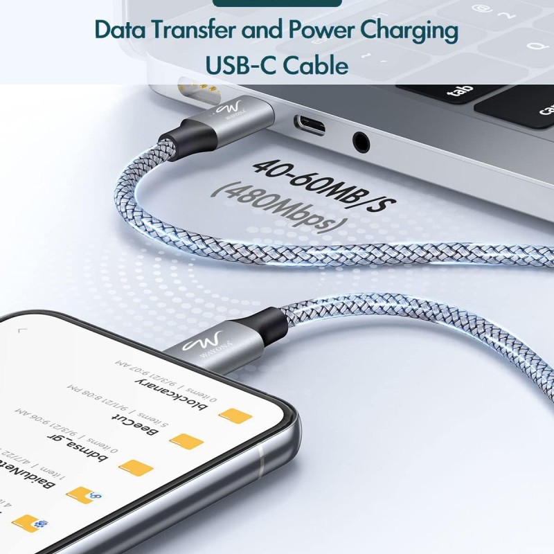 Wayona Type C To Type C Fast Charging Cable 65W/3.25A Usb C Nylon Braided Cord Compatible For Smartphone (Samsung Galaxy S22 S21 S20 Fe S10 M33 M51 M31 A73 A51 Note 20 10/Note 20 10 Plus) (1M, Grey) Wayona Type C To Type C Fast Charging Cable 65W/3.25A Usb C Nylon Braided Cord Compatible For Smartphone (Samsung Galaxy S22 S21 S20 Fe S10 M33 M51 M31 A73 A51 Note 20 10/Note 20 10 Plus) (1M, Grey)