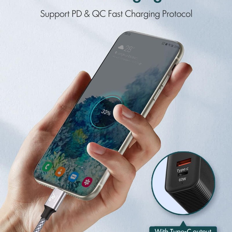 Wayona Type C To Type C Fast Charging Cable 65W/3.25A Usb C Nylon Braided Cord Compatible For Smartphone (Samsung Galaxy S22 S21 S20 Fe S10 M33 M51 M31 A73 A51 Note 20 10/Note 20 10 Plus) (1M, Grey) Wayona Type C To Type C Fast Charging Cable 65W/3.25A Usb C Nylon Braided Cord Compatible For Smartphone (Samsung Galaxy S22 S21 S20 Fe S10 M33 M51 M31 A73 A51 Note 20 10/Note 20 10 Plus) (1M, Grey)