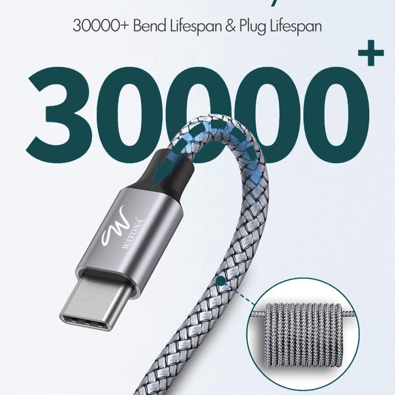 Wayona Type C To Type C Fast Charging Cable 65W/3.25A Usb C Nylon Braided Cord Compatible For Smartphone (Samsung Galaxy S22 S21 S20 Fe S10 M33 M51 M31 A73 A51 Note 20 10/Note 20 10 Plus) (1M, Grey) Wayona Type C To Type C Fast Charging Cable 65W/3.25A Usb C Nylon Braided Cord Compatible For Smartphone (Samsung Galaxy S22 S21 S20 Fe S10 M33 M51 M31 A73 A51 Note 20 10/Note 20 10 Plus) (1M, Grey)