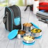 CELLO Steelox Stainless Steel Lunch Box Set of 4 with Bag (Capacities - 225ml, 375ml x 2, 550ml), Blue | Tiffin Box with Jacket | Leakproof | Easy to Carry | Ideal for Office, School, College CELLO Steelox Stainless Steel Lunch Box Set of 4 with Bag (Capacities - 225ml, 375ml x 2, 550ml), Blue | Tiffin Box with Jacket | Leakproof | Easy to Carry | Ideal for Office, School, College