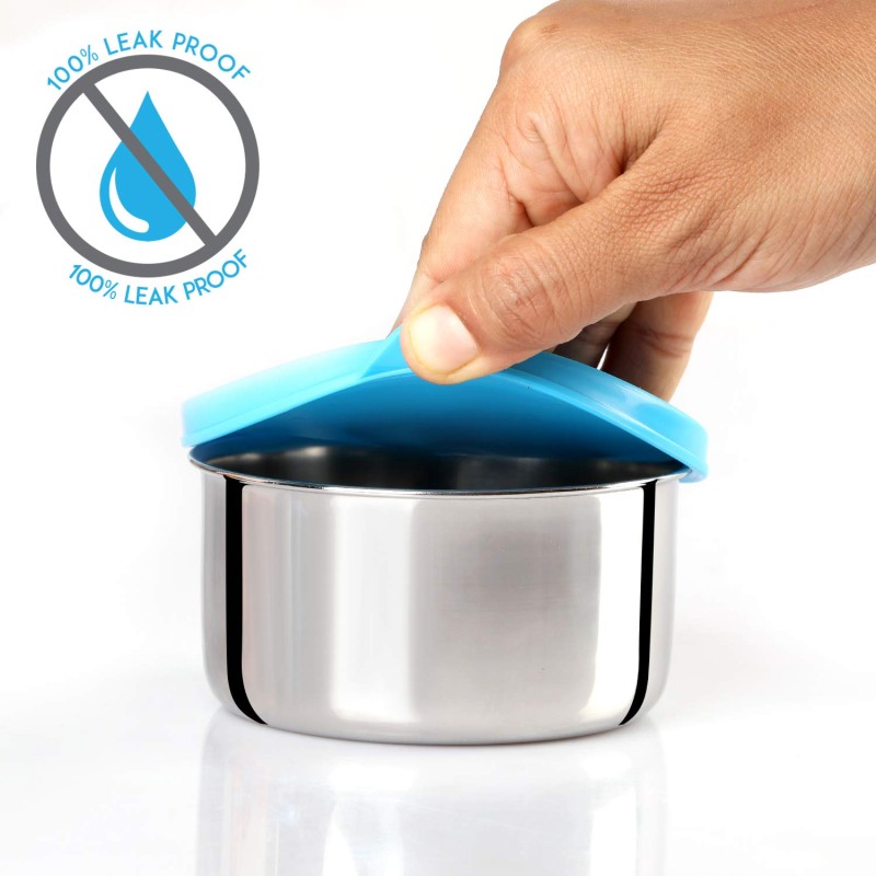 CELLO Steelox Stainless Steel Lunch Box Set of 4 with Bag (Capacities - 225ml, 375ml x 2, 550ml), Blue | Tiffin Box with Jacket | Leakproof | Easy to Carry | Ideal for Office, School, College CELLO Steelox Stainless Steel Lunch Box Set of 4 with Bag (Capacities - 225ml, 375ml x 2, 550ml), Blue | Tiffin Box with Jacket | Leakproof | Easy to Carry | Ideal for Office, School, College