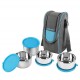 CELLO Steelox Stainless Steel Lunch Box Set of 4 with Bag (Capacities - 225ml, 375ml x 2, 550ml), Blue | Tiffin Box with Jacket | Leakproof | Easy to Carry | Ideal for Office, School, College