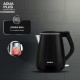 Havells Electric Kettle Aqua Plus 1250 Watts 1.2 liters , Double Layered Cool Touch Outer Body | 304 Rust Resistant SS Inner Body with Auto Shut Off | Wider Mouth | 2 Yr Manufacturer Warranty (Black)