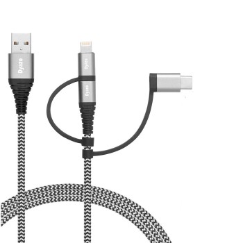 Dyazo 4 ft / 1.2 m 3-in-1 Universal Charger Cable Double Nylon Braided Multi Charging Cable with Flexi Head Technology Dyazo 4 ft / 1.2 m 3-in-1 Universal Charger Cable Double Nylon Braided Multi Charging Cable with Flexi Head Technology