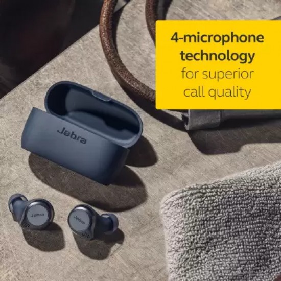 Jabra Elite Active 75t Active Noise Cancellation enabled Bluetooth Headset  (Navy, True Wireless)