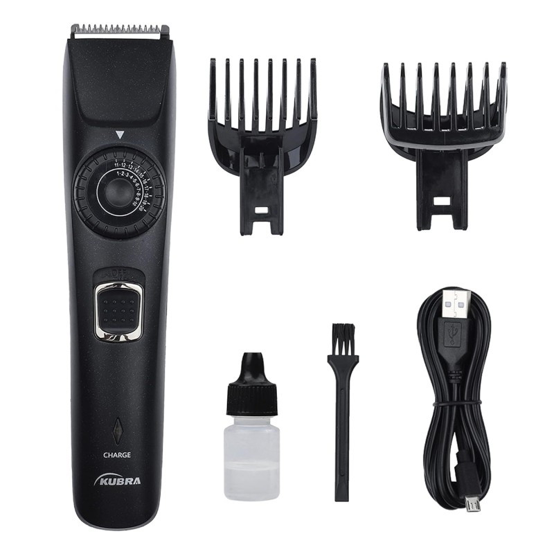 Kubra KB-1001 USB Fast charging, 90 min runtime, Adjustable 38 Length Setting, Ultra Sleek Beard Trimmer for Men (Black) Kubra KB-1001 USB Fast charging, 90 min runtime, Adjustable 38 Length Setting, Ultra Sleek Beard Trimmer for Men (Black)