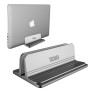 (Refurbished) Tizum Vertical Laptop Tabletop Stand for Desk with Adjustable Dock Width, Size and Space Saver Sturdy Holder with Anti Slip Silicone Mat, for All Laptops, Notebook, MacBook, Tablets, iPads, Grey