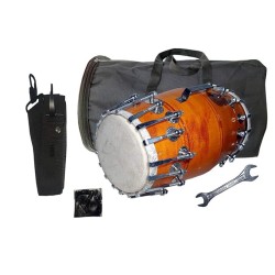 GT manufacturers Wood Dholak Musical Instrument Drum Nuts N Bolt With Tool Kit (Orange)
