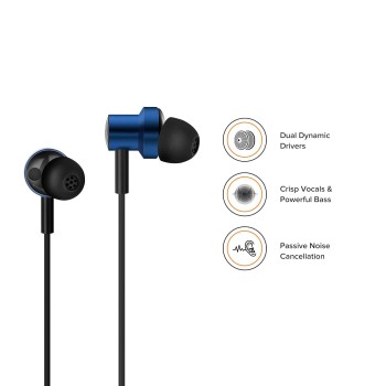 (Refurbished) MI XIAOMI Dual Driver Dynamic Bass in-Ear Wired Earphones with Mic, 10mm and 8mm for Heavy Bass and Crystal Clear Vocals, Passive Noice Cancellation, Magnetic Earbuds with Braided Cable (Blue) (Refurbished) MI XIAOMI Dual Driver Dynamic Bass in-Ear Wired Earphones with Mic, 10mm and 8mm for Heavy Bass and Crystal Clear Vocals, Passive Noice Cancellation, Magnetic Earbuds with Braided Cable (Blue)