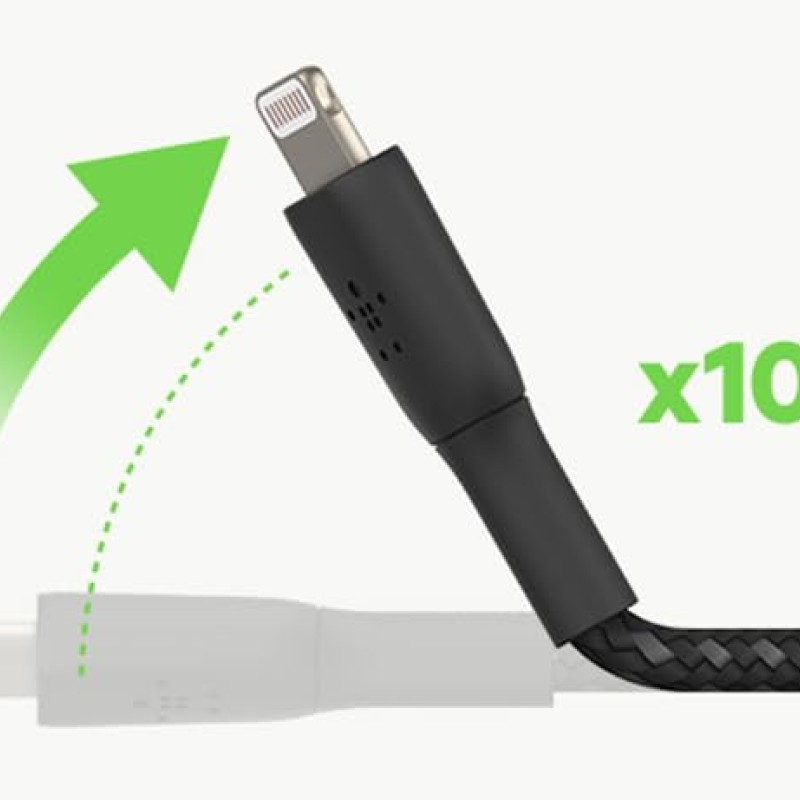Belkin Apple Certified Lightning to USB Charge and Sync Tough Braided Cable for iPhone, iPad, Air Pods, 3.3 feet (1 meters) – Black