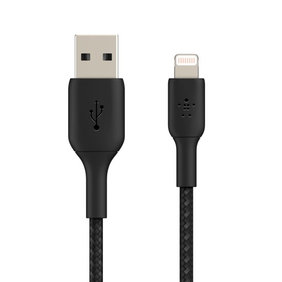 Belkin Apple Certified Lightning to USB Charge and Sync Tough Braided Cable for iPhone, iPad, Air Pods, 3.3 feet (1 meters) â€“ Black