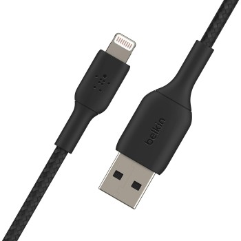 Belkin Apple Certified Lightning to USB Charge and Sync Tough Braided Cable for iPhone, iPad, Air Pods, 3.3 feet (1 meters) – Black
