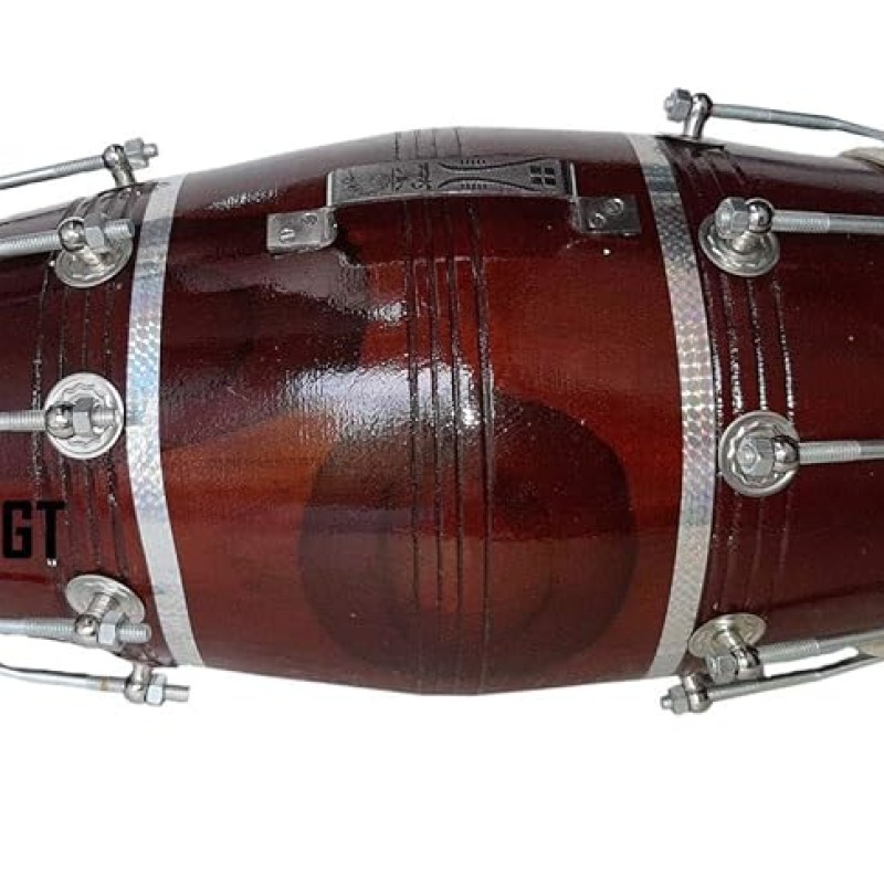 GT manufacturers Wood Dholak Musical Instrument Drum Nuts N Bolt Dholak-Brown GT manufacturers Wood Dholak Musical Instrument Drum Nuts N Bolt Dholak-Brown