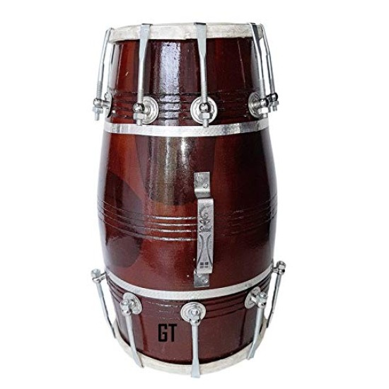 GT manufacturers Wood Dholak Musical Instrument Drum Nuts N Bolt Dholak-Brown