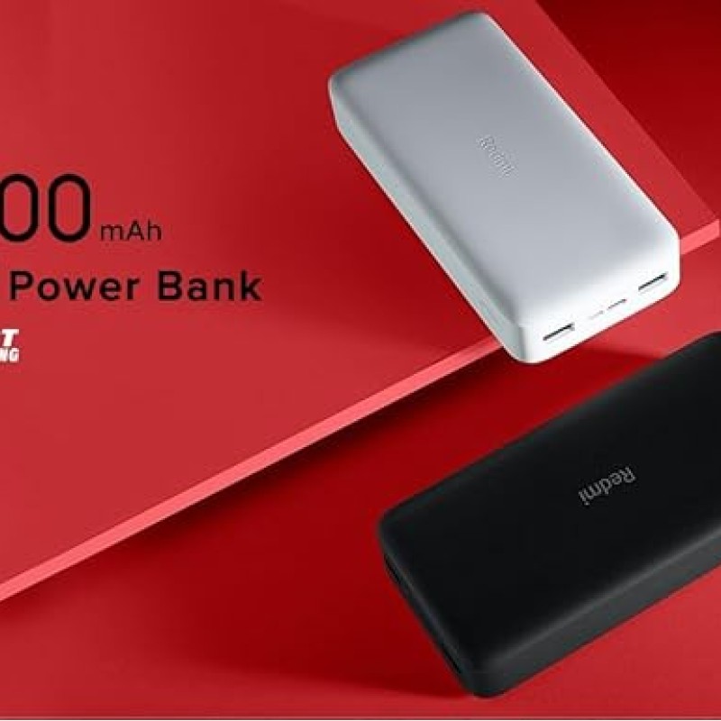 Xiaomi Redmi 20000mAh Li-Polymer Power Bank, USB Type-C Inputand Micro USB Ports, 18W Fast Charging, Low Power Mode, Black Xiaomi Redmi 20000mAh Li-Polymer Power Bank, USB Type-C Inputand Micro USB Ports, 18W Fast Charging, Low Power Mode, Black