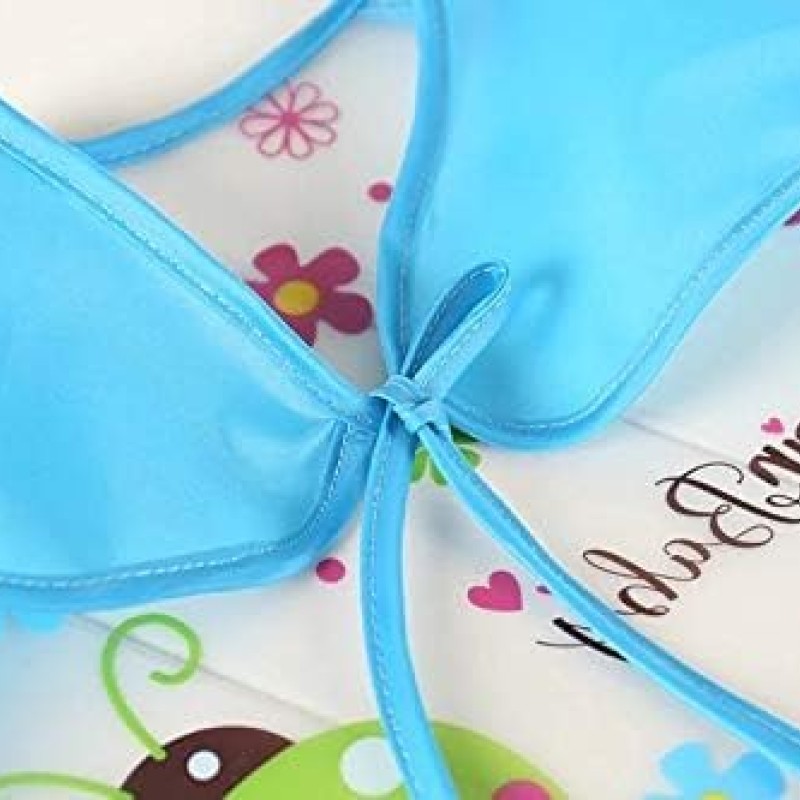 BabyGo Washable 3 Pcs Long Sleeve Bibs, Waterproof Baby Bibs, Toddler Sleeved Bib, Baby Smock for Eating Feeding, 6-24 Months (Multicolor)