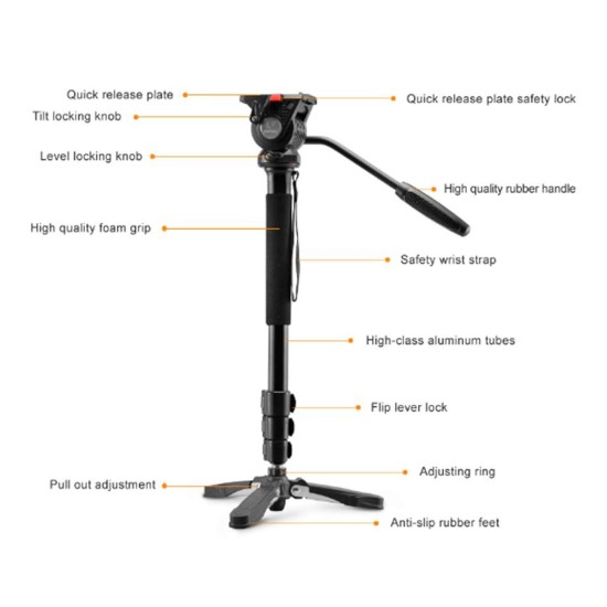 AGARO Monopod with Maximum Height 144.78 cm (57 inches) -Black