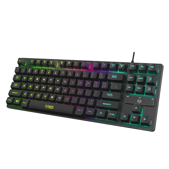 EvoFox Fireblade Wired Gaming Keyboard with Multiple Lightning Effects I Compact TKL Design I LED Backlit I 19 Anti Ghosting Keys I Windows Lock Key I Breathing Effect I Spill Resistant I 1.5M Braided Cable with Magnetic Ring (Black)