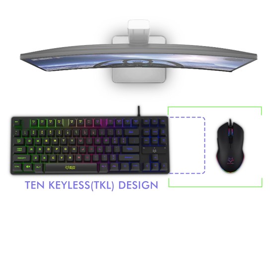 EvoFox Fireblade Wired Gaming Keyboard with Multiple Lightning Effects I Compact TKL Design I LED Backlit I 19 Anti Ghosting Keys I Windows Lock Key I Breathing Effect I Spill Resistant I 1.5M Braided Cable with Magnetic Ring (Black)