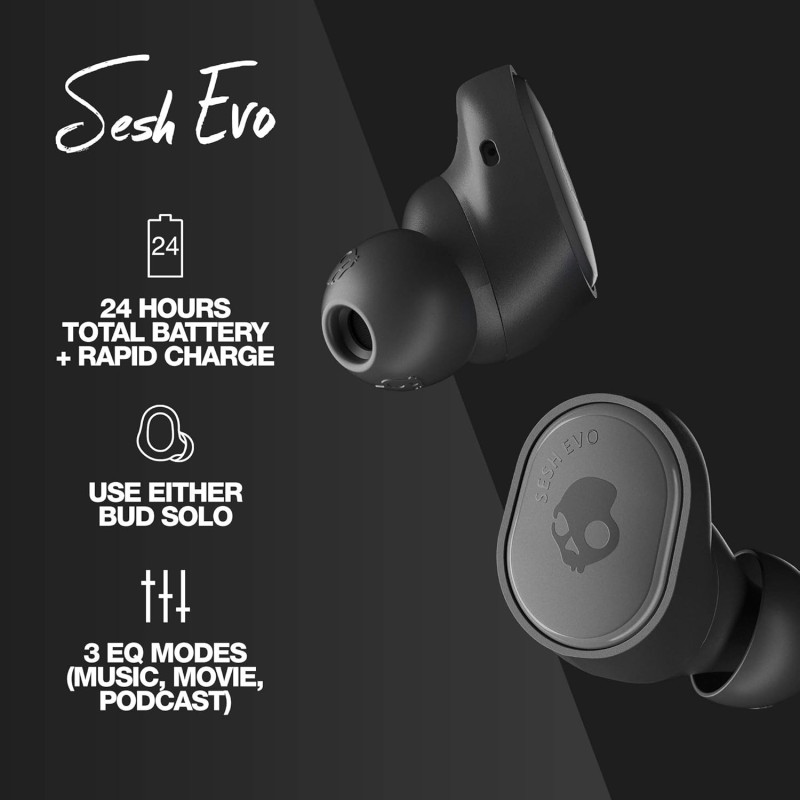 Skullcandy Sesh Evo Truly Wireless Bluetooth in Ear Earbuds with Mic (Black) Skullcandy Sesh Evo Truly Wireless Bluetooth in Ear Earbuds with Mic (Black)