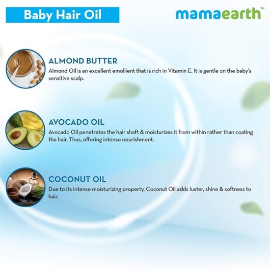 Mamaearth Nourishing Baby Hair Oil, with Almond & Avocado Oil - 200 ml, 1 piece