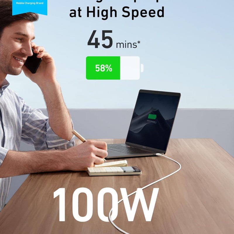 Anker Powerline III USB C to C 100W 6ft Charging Cable for iPhone 15/15 Pro, iPad Mini 6, iPad Air 4, MacBook Pro, Samsung Galaxy S23+/S23 Ultra (White) Anker Powerline III USB C to C 100W 6ft Charging Cable for iPhone 15/15 Pro, iPad Mini 6, iPad Air 4, MacBook Pro, Samsung Galaxy S23+/S23 Ultra (White)