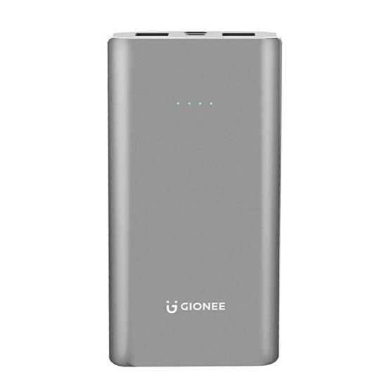 Gionee 10000mAh Li-Polymer Slim Design Power Bank with Power Indicators and 2 Output Ports (Fast Charging, 12W) PB10K2 (Metallic Blue)