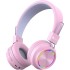 iClever Bluetooth on Ear Headphones for Girls, Kids Girls Headphones with Mic, Headset for Kids School/Tablet/Laptop Stereo Sound Colorful LED Lights Bluetooth 5.0, Foldable